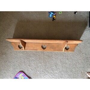 VTG Heart Shelf Cottage Core Handmade Wooden Hearts 48 INCH